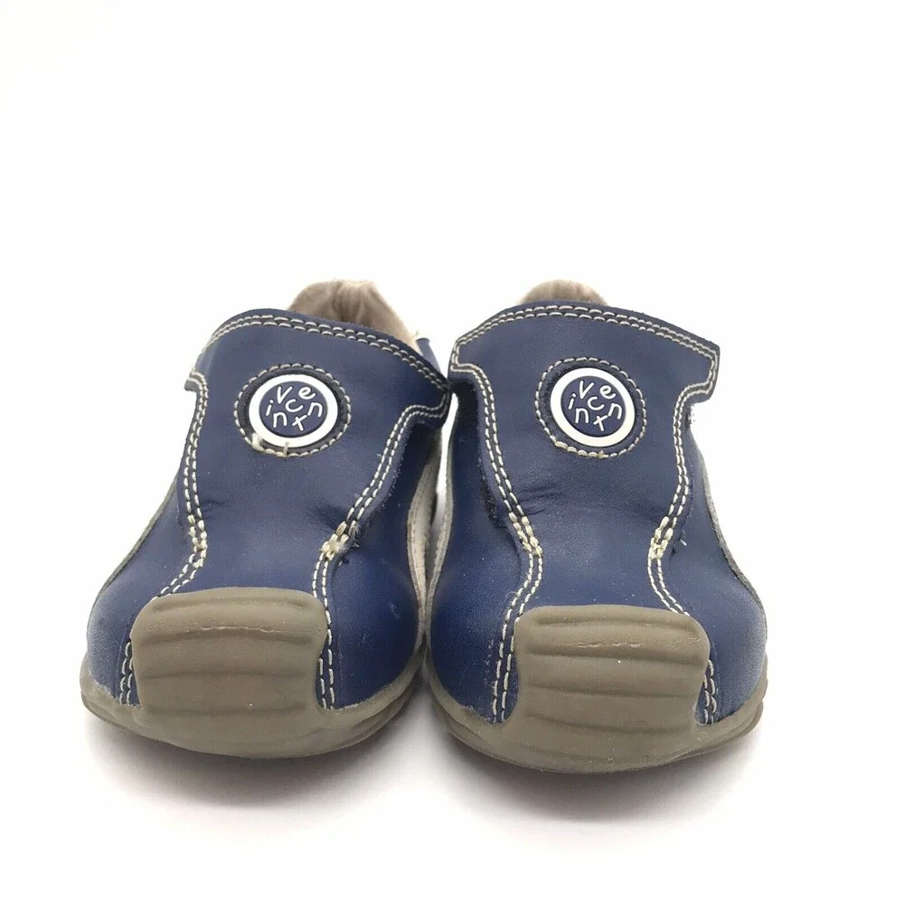 VINCENT Swedish Unisex Kids size 5.5 Shoes Cap Toe Blue & White Leather Sneakers